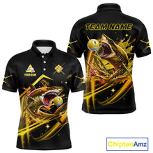 Load image into Gallery viewer, Yellow 9 Ball Pool Billiard Shark Polo &amp; Quarter Zip For Men Custom Team League Billiard Jerseys TDM4475