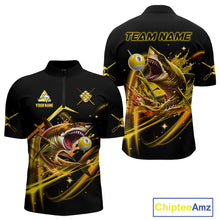 Load image into Gallery viewer, Yellow 9 Ball Pool Billiard Shark Polo &amp; Quarter Zip For Men Custom Team League Billiard Jerseys TDM4475