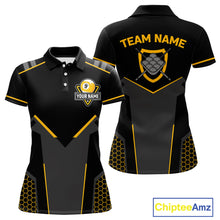 Load image into Gallery viewer, Personalized Yellow Black 9 Ball Billiard Shirt For Women, 9 Ball Pool Team Jersey Polo &amp; 1/4 Zip TDM4476