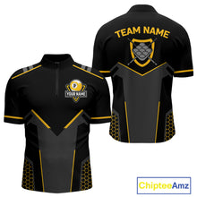 Load image into Gallery viewer, Personalized Yellow Black 9 Ball Billiard Shirt For Men, 9 Ball Pool Team Jersey Polo &amp; 1/4 Zip TDM4476