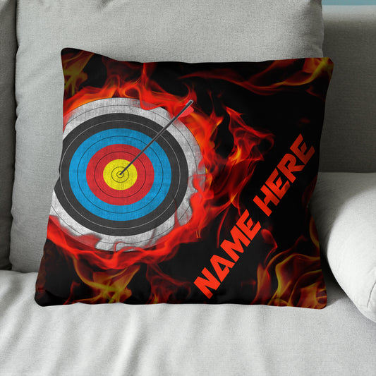 Customized Archery 3d Target On Fire Pillow, Throw Pillows Archery Gifts TDM0846
