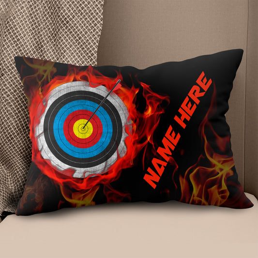 Customized Archery 3d Target On Fire Pillow, Throw Pillows Archery Gifts TDM0846