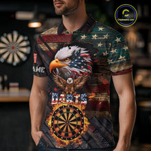 Load image into Gallery viewer, American Flag 3D Dartboard Fire Flame Custom Eagle Darts Shirt For Men, Patriotic Dart Team Jersey TDM4717