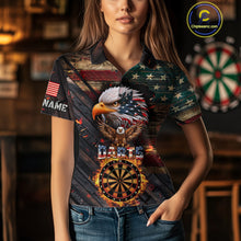 Load image into Gallery viewer, American Flag 3D Dartboard Fire Flame Custom Eagle Darts Shirt For Women, Patriotic Dart Team Jersey TDM4717