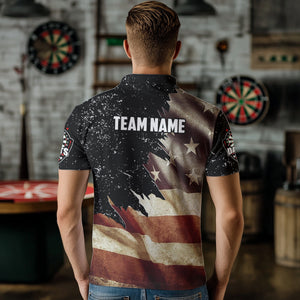 Personalized Retro American Flag Dart Polo Shirts For Men Custom Patriotic Dart Jerseys Uniform TDM1173
