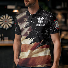 Load image into Gallery viewer, Personalized Retro American Flag Dart Polo Shirts For Men Custom Patriotic Dart Jerseys Uniform TDM1173
