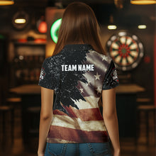 Load image into Gallery viewer, Personalized Retro American Flag Dart Polo Shirts For Women Custom Patriotic Dart Jerseys Uniform TDM1173