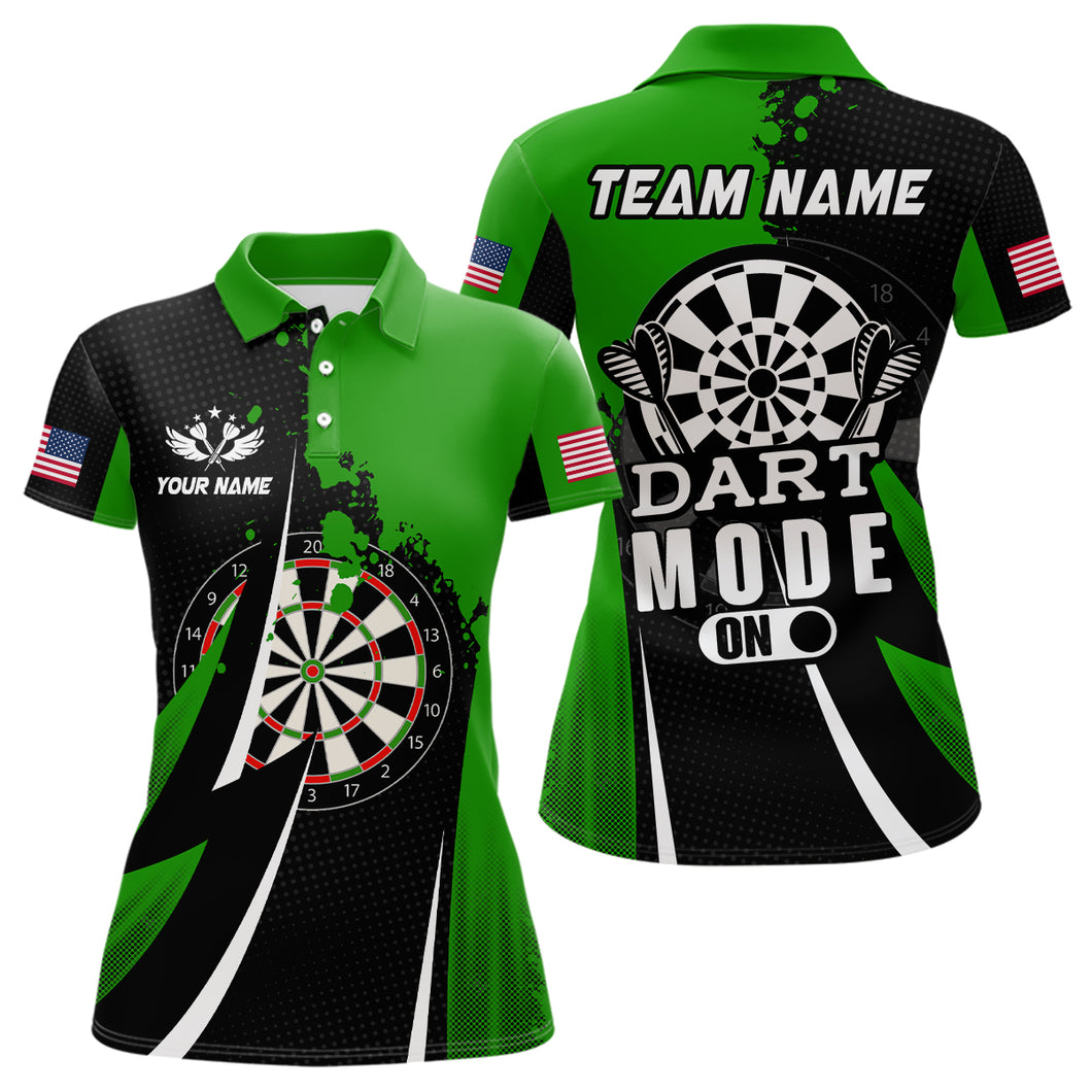 Personalized Green Dart Mode On Women Darts Polo Shirts Custom Name Darts Jersey Team Shirts TDM1176