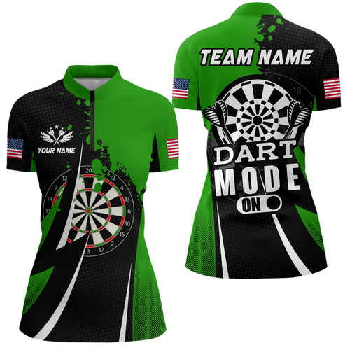 Personalized Green Dart Mode On Women Quarter-Zip Shirts Custom Darts Jersey Team Shirts TDM1176