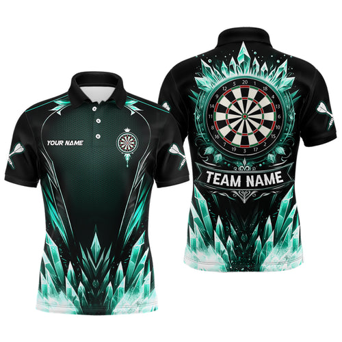Personalized Turquoise Icy Dartboard Custom Darts Polo & Quarter Zip For Men, Team Dart Jerseys TDM3670