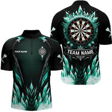 Load image into Gallery viewer, Personalized Turquoise Icy Dartboard Custom Darts Polo &amp; Quarter Zip For Men, Team Dart Jerseys TDM3670