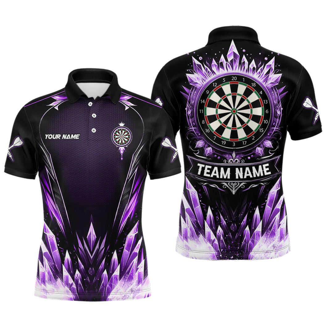 Personalized Purple Icy Dartboard Custom Darts Polo & Quarter Zip For Men, Team Dart Jersey Outfit TDM3671