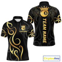 Load image into Gallery viewer, Black And Gold 8 Ball Crown Tribal Billiard Shirt For Men Custom Pool Jersey Billiard Team Shirt TDM4724