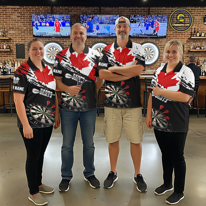 Personalized Grunge Canada Flag Dart Polo Shirts For Men Custom Patriotic Canadian Dart Jerseys TDM1187