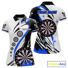 Load image into Gallery viewer, Personalized Funny Dartboard Darts Polo &amp; Quarter Zip For Women Custom Darts Team Jerseys | Blue TDM4124