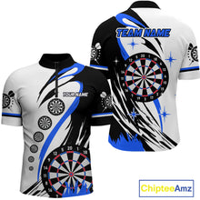Load image into Gallery viewer, Personalized Funny Dartboard Darts Polo &amp; Quarter Zip For Men Custom Darts Team Jerseys | Blue TDM4124