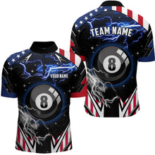 Load image into Gallery viewer, US Flag Lightning 8 Ball Pool Billiard Jerseys For Men Custom Patriotic Team League Billiard Shirts TDM1953