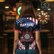 Load image into Gallery viewer, Personalized Thunder Lightning American Flag Darts Shirt For Women, Patriotic Darts League Jersey TDM4504