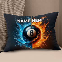 Load image into Gallery viewer, 3D 8 Ball Pool Water And Fire Pillow Custom Unique Billiard Pillow Gifts TDM0875