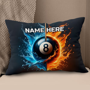 3D 8 Ball Pool Water And Fire Pillow Custom Unique Billiard Pillow Gifts TDM0875