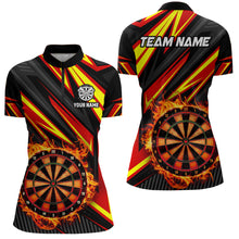 Load image into Gallery viewer, Darts Board Fire Flame Custom Polo &amp; Quarter-Zip Shirts For Women, Best Darts Team Jerseys |Red TDM1742