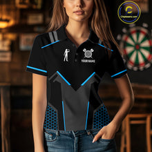 Load image into Gallery viewer, Darts Jersey For Women Custom Polo &amp; Quarter Zip Darts Tournament Team Shirt  |Blue TDM4747