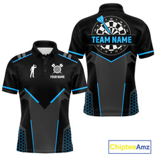 Load image into Gallery viewer, Darts Jersey For Men Custom Polo &amp; Quarter Zip Darts Tournament Team Shirt  |Blue TDM4747