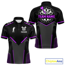 Load image into Gallery viewer, Darts Jersey For Men Custom Polo &amp; Quarter Zip Darts Tournament Team Shirt  |Purple TDM4748