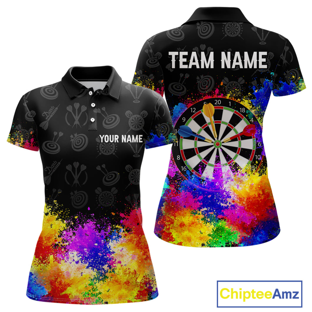 Funny Dartboard Colorful Grunge Dart Shirts For Women | Darts Team Jerseys – Polo & Quarter Zip TDM3964