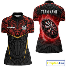Load image into Gallery viewer, Personalized Red Black Tribal Pattern Darts Polo &amp; 1/4 Zip Custom Dart Shirt For Women, Dart Jerseys TDM4141