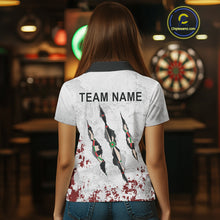 Load image into Gallery viewer, Custom White Red Grunge Dart Shirt With Pocket Option For Women, Darts Jersey TDM4529