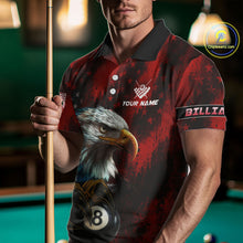 Load image into Gallery viewer, Black And Red American Flag Eagle Billiard Shirt For Men Custom Claw 8 Ball Pool Team Jersey TDM4317