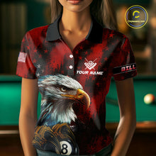 Load image into Gallery viewer, Black And Red American Flag Eagle Billiard Shirt For Women Custom Claw 8 Ball Pool Team Jersey TDM4317