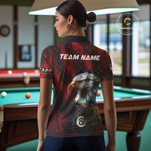 Load image into Gallery viewer, Black And Red American Flag Eagle Billiard Shirt For Women Custom Claw 8 Ball Pool Team Jersey TDM4317