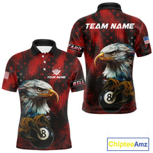 Load image into Gallery viewer, Black And Red American Flag Eagle Billiard Shirt For Men Custom Claw 8 Ball Pool Team Jersey TDM4317