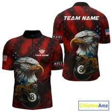 Load image into Gallery viewer, Black And Red American Flag Eagle Billiard Shirt For Men Custom Claw 8 Ball Pool Team Jersey TDM4317