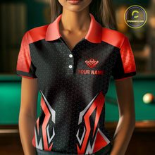 Load image into Gallery viewer, Black And Red 8 Ball Pool Crown Billiard Shirt For Women Custom Billiard Jersey Team Polo &amp; 1/4 Zip TDM4322