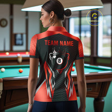 Load image into Gallery viewer, Black And Red 8 Ball Pool Crown Billiard Shirt For Women Custom Billiard Jersey Team Polo &amp; 1/4 Zip TDM4322