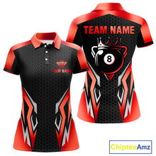 Load image into Gallery viewer, Black And Red 8 Ball Pool Crown Billiard Shirt For Women Custom Billiard Jersey Team Polo &amp; 1/4 Zip TDM4322