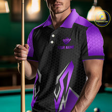 Load image into Gallery viewer, Black Purple 8 Ball Pool Crown Billiard Shirt For Men Custom Billiard Jersey Team Polo &amp; 1/4 Zip TDM4323