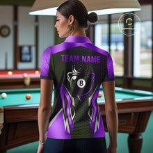 Load image into Gallery viewer, Black Purple 8 Ball Pool Crown Billiard Shirt For Women Custom Billiard Jersey Team Polo &amp; 1/4 Zip TDM4323