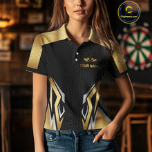 Load image into Gallery viewer, Black And Golden Funny Crown Darts Shirt For Women Custom Darts Jerseys Team Polo &amp; Quarter Zip TDM4324
