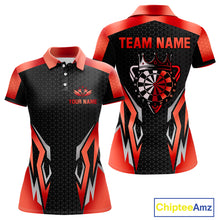 Load image into Gallery viewer, Black And Red Funny Crown Darts Shirt For Women Custom Darts Jerseys Team Polo &amp; Quarter Zip TDM4325