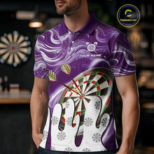 Load image into Gallery viewer, Personalized Marble Swirl Dart Shirt For Men Custom Funny Darts Jersey Team Polo &amp; 1/4 Zip|Purple TDM4162