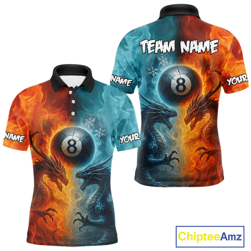 Personalized Dragon Water Fire 3D Billiard Shirt For Men Custom 8 Ball Pool Billiard Team Jerseys TDM4154
