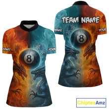Load image into Gallery viewer, Personalized Dragon Water Fire 3D Billiard Shirt For Women Custom 8 Ball Pool Billiard Team Jerseys TDM4154