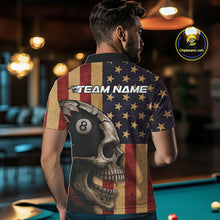 Load image into Gallery viewer, Vintage American Flag Skull Billiard Shirt For Men Custom 8 Ball Patriotic Pool Team Jerseys TDM4156