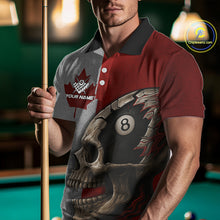 Load image into Gallery viewer, Personalized Grunge Canada Flag Skull Billiard Shirt For Men, 8 Ball Patriotic Pool Team Jerseys TDM4157