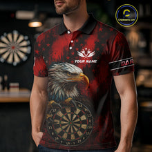 Load image into Gallery viewer, Black And Red American Flag Claw Eagle Darts Shirt For Men Custom Team Patriotic Darts Jerseys TDM4318