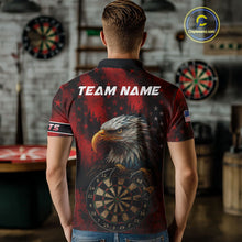 Load image into Gallery viewer, Black And Red American Flag Claw Eagle Darts Shirt For Men Custom Team Patriotic Darts Jerseys TDM4318